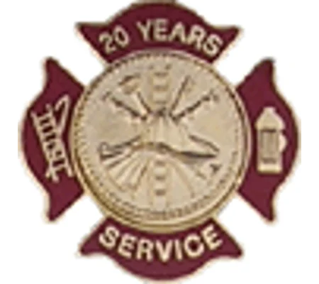 Maltese Cross Insignia Tac Pin Red Years Service 20
