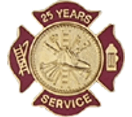 Maltese Cross Insignia Tac Pin Red Years Service 25