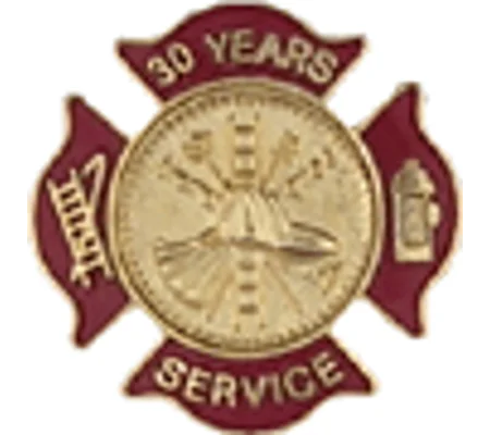 Maltese Cross Insignia Tac Pin Red Years Service 30