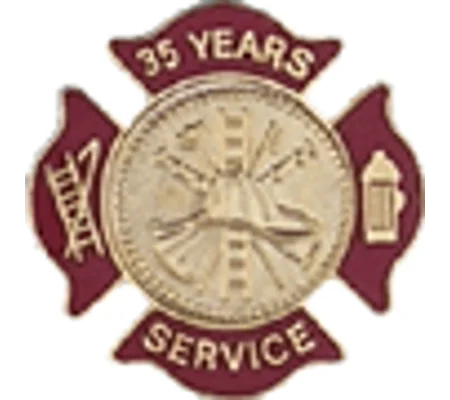 Maltese Cross Insignia Tac Pin Red Years Service 35