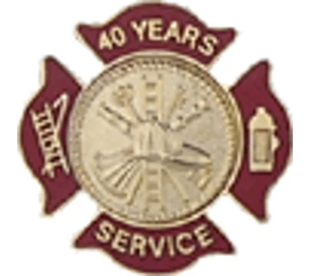 Maltese Cross Insignia Tac Pin Red Years Service 40