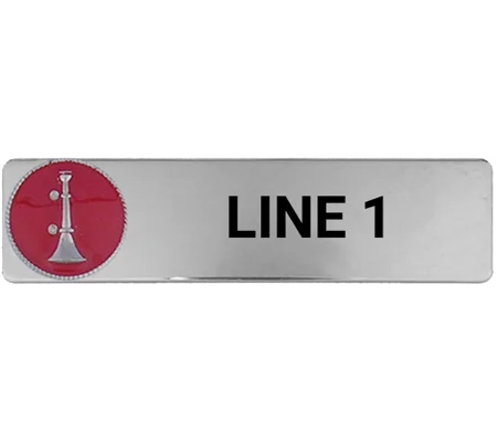Custom Engraved Uniform Name Tag 1 Line 1 Bugle Silver Red