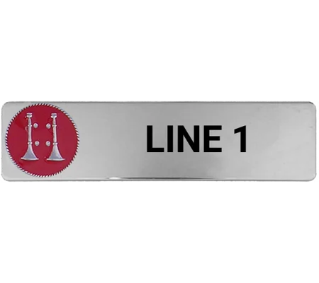 Custom Engraved Uniform Name Tag 1 Line 2 Bugle Silver Red