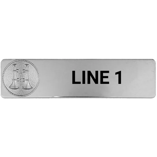 Custom Engraved Uniform Name Tag 1 Line 2 Bugle Silver