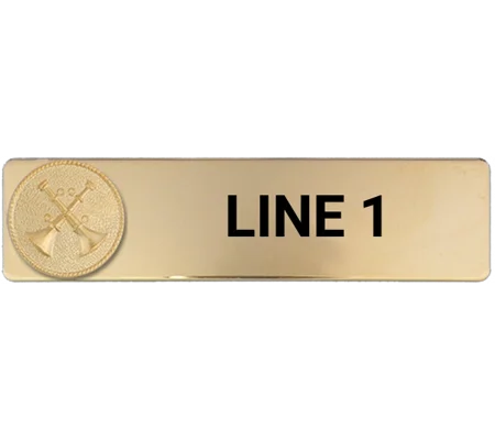 Custom Engraved Uniform Name Tag 1 Line 2 Bugle Crossed Gold