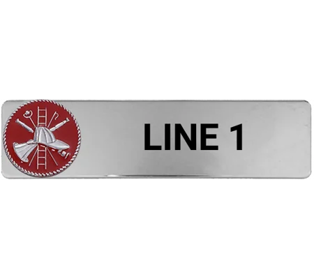 Custom Engraved Uniform Name Tag 1 Line Scramble Silver Red
