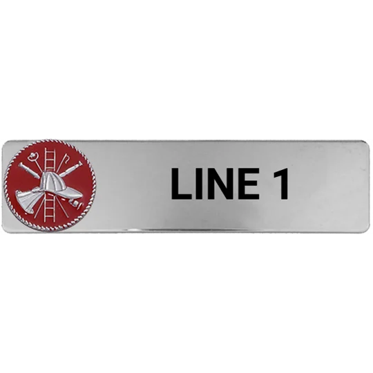 Custom Engraved Uniform Name Tag 1 Line Scramble Silver Red