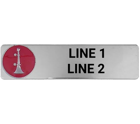 Custom Engraved Uniform Name Tag 2 Line 1 Bugle Silver Red
