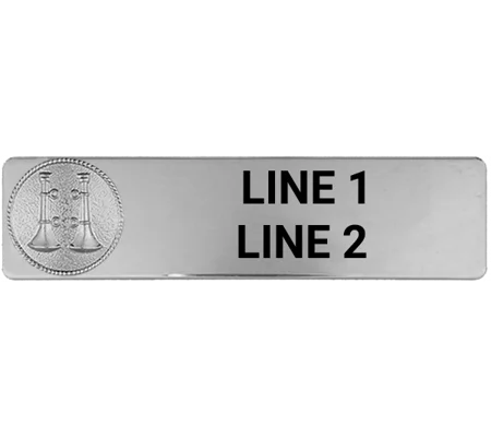 Custom Engraved Uniform Name Tag 2 Line 2 Bugle Silver