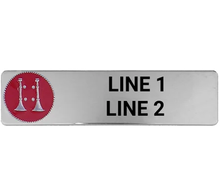 Custom Engraved Uniform Name Tag 2 Line 2 Bugle Silver Red