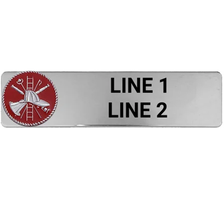 Custom Engraved Uniform Name Tag 2 Line Scramble Silver Red