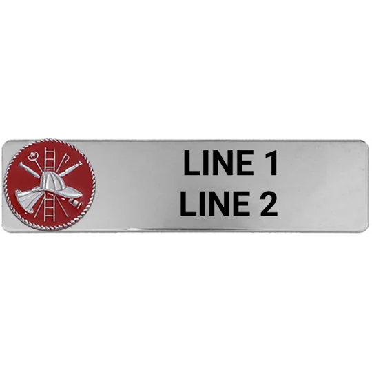Custom Engraved Uniform Name Tag 2 Line Scramble Silver Red