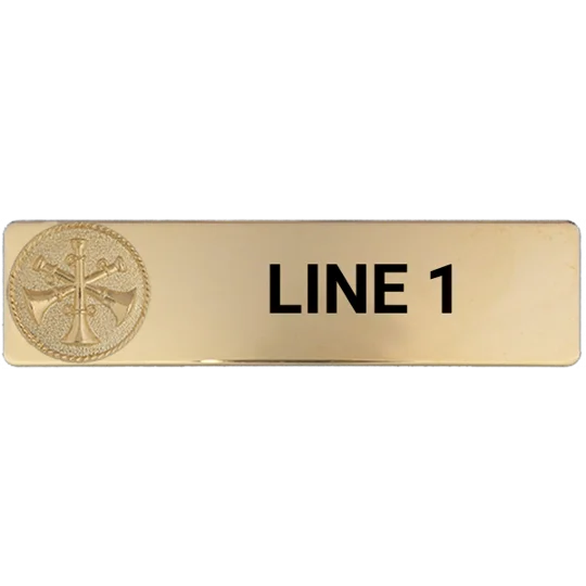 Custom Engraved Uniform Name Tag 1 Line 3 Bugle Gold