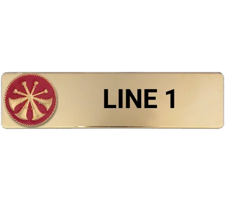 Custom Engraved Uniform Name Tag 1 Line 4 Bugle Gold Red