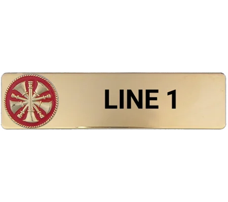 Custom Engraved Uniform Name Tag 1 Line 5 Bugle Gold Red