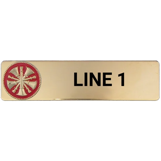 Custom Engraved Uniform Name Tag 1 Line 5 Bugle Gold Red