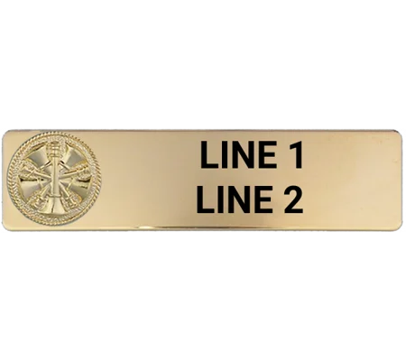 Custom Engraved Uniform Name Tag 2 Line 5 Bugle Gold