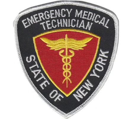 NY New York Emergency Medical Technician Basic Shoulder Patch Red-Blk