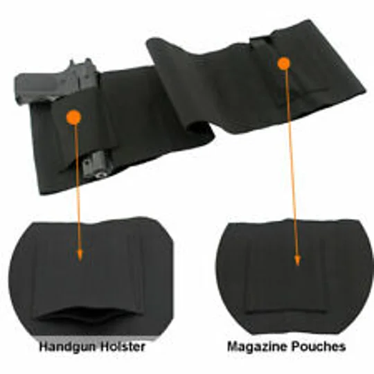 Black Concealed Belly Band Holster Medium Size