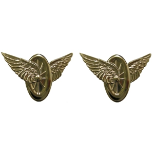 Collar Insignia Pins Winged Wheel Motorcycle Gold