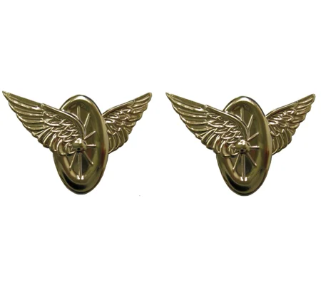 Collar Insignia Pins Winged Wheel Motorcycle Gold