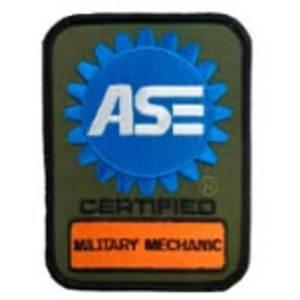 ASE Certified Military Mechanic Shoulder Patch