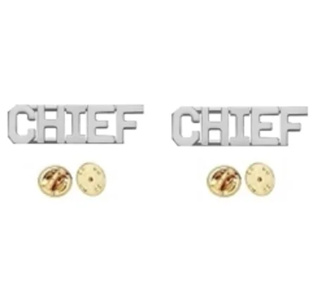 Collar Pins Insignia Numbers 3/8'' CHIEF Silver