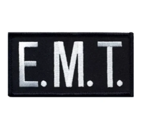 EMT Embroidered Front ID Patch White on Midnight Blue