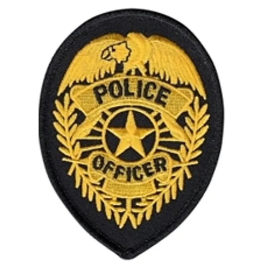 Police Officer Badge Patch Star Gold on Black