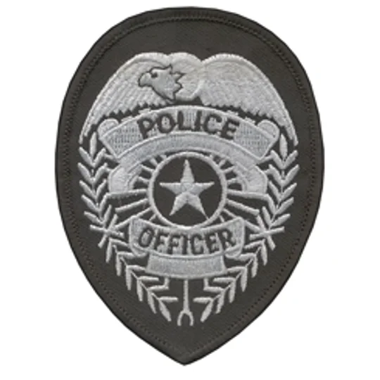 Police Officer Badge Patch Star Silver on Black