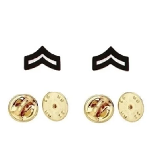 Corporal Chevron Collar Pins Tac Black Military Officer
