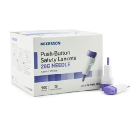Safety Lancet Fixed Depth 1.5 mm Depth 28 Gauge Push Button