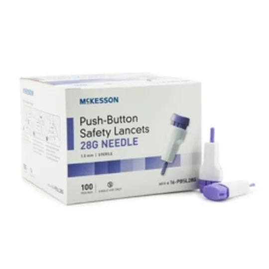 Safety Lancet Fixed Depth 1.5 mm Depth 28 Gauge Push Button