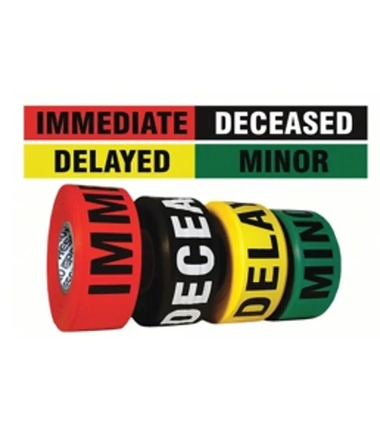 Triage Tape Printed Title Mass Causality MCI Red Black Yellow Green