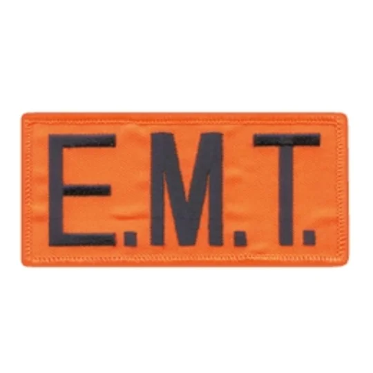 EMT Embroidered Front ID Patch Navy on Orange