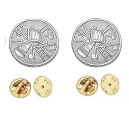Fire Scramble Disc Collar Pin Insignia Silver