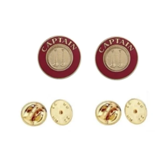 Collar Pins Bugles Disc 2 Bugle Captain Gold Red Gold Insert