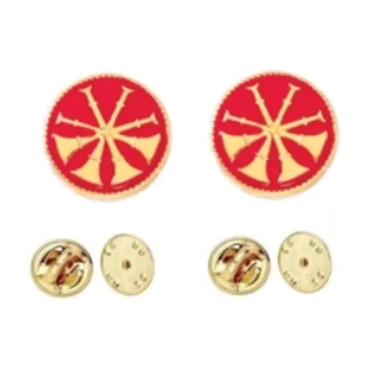 Collar Pins Bugles Disc 4 Bugles Gold Deputy Chief Red
