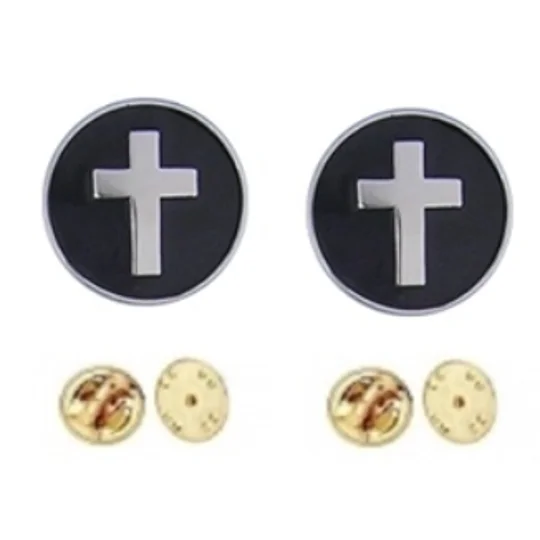 Chaplain Cross Collar Pins Round Insignia