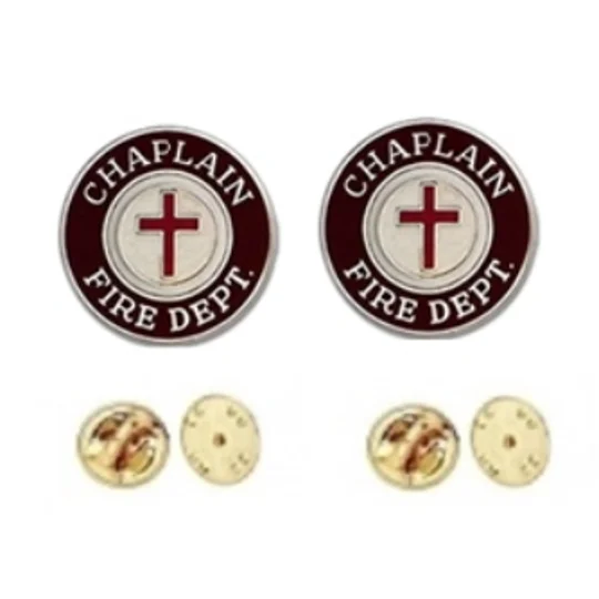 Chaplain Fire Dept Round Disc Collar Insignia Set