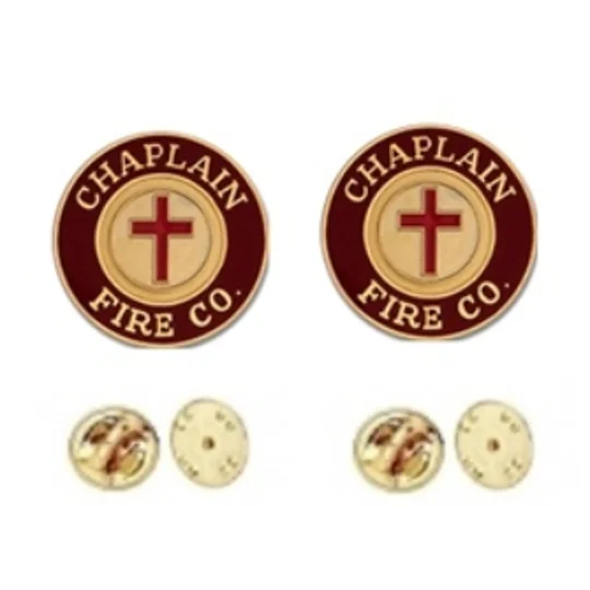 Chaplain Fire Co Round Disc Collar Insignia Set