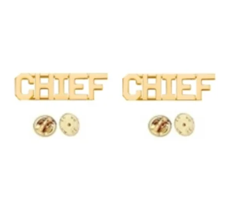 Collar Pins Insignia Numbers 3/8'' CHIEF Gold
