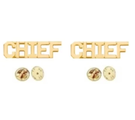 Collar Pins Insignia Numbers 1/4'' CHIEF Gold