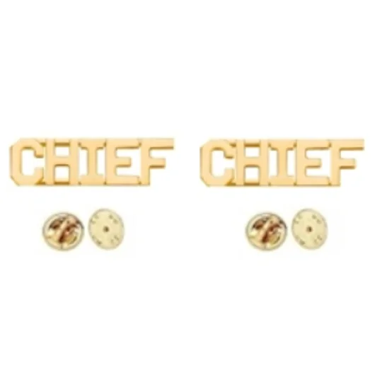 Collar Pins Insignia Numbers 1/4'' CHIEF Gold