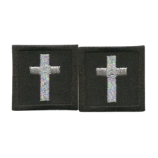 Chaplain Priest Cross Collar Patch Silver