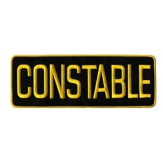 Constable Back Patch Large 4 x 11 Gold on Black