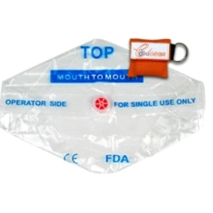 CPR Breathing Barrier Key Chain Kit One Way Valve Orange