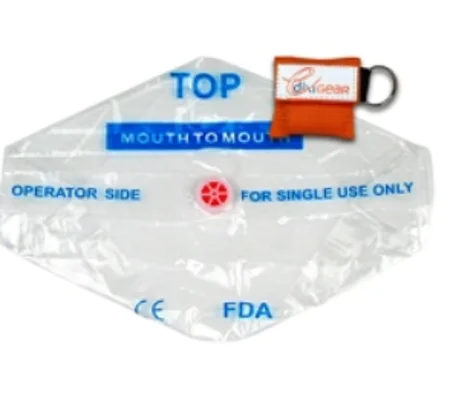 CPR Breathing Barrier Key Chain Kit One Way Valve Orange