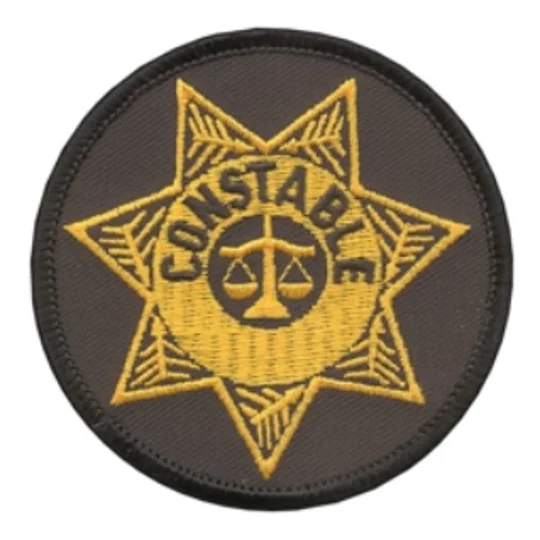 Constable Badge Patch Round Gold on Black