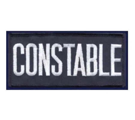 Constable Front Patch Large 2 x 4 White on Navy